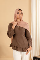 Brown Ruffle Top