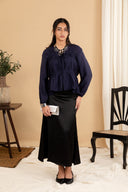 Navy Front Tie Blouse