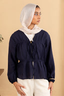 Navy Front Tie Blouse