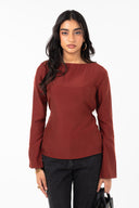 Satin Boat Neck Top