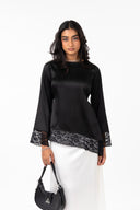 Black Asymmetrical Lace Top