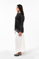 Black Asymmetrical Lace Top