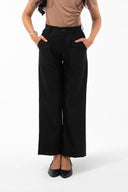 Black Tailored Wide-Leg Trousers