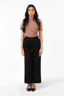 Black Tailored Wide-Leg Trousers