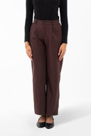 Brown Tailored Wide-Leg Trousers