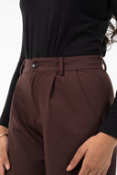 Brown Tailored Wide-Leg Trousers