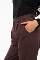 Brown Tailored Wide-Leg Trousers