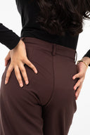 Brown Tailored Wide-Leg Trousers