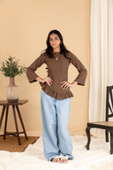 Brown Ruffle Top