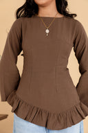 Brown Ruffle Top