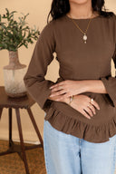 Brown Ruffle Top