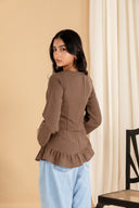 Brown Ruffle Top