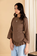 Brown Ruffle Top