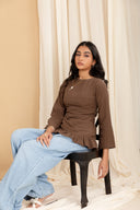 Brown Ruffle Top