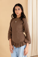 Brown Ruffle Top